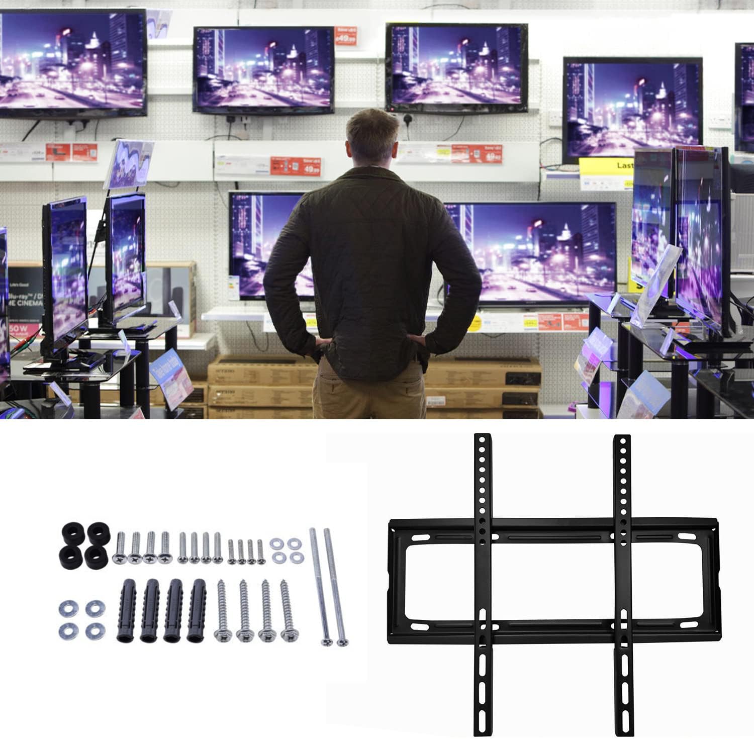 1549 TV Wall Bracket Mount Slim Monitor Stand for 26 x 63, LCD LED 3D plasma Flat TVs Full Motion Heavy-Duty Wall Bracket, Sturdy and Strong Flat Screen Design TV Wall Mount (46cmx20cm) 1549 TV Wall Bracket Mount Slim Monitor Stand for 26 x 63, LCD LED 3D plasma Flat TVs Full Motion Heavy-Duty Wall Bracket, Sturdy and Strong Flat Screen Design TV Wall Mount (46cmx20cm)